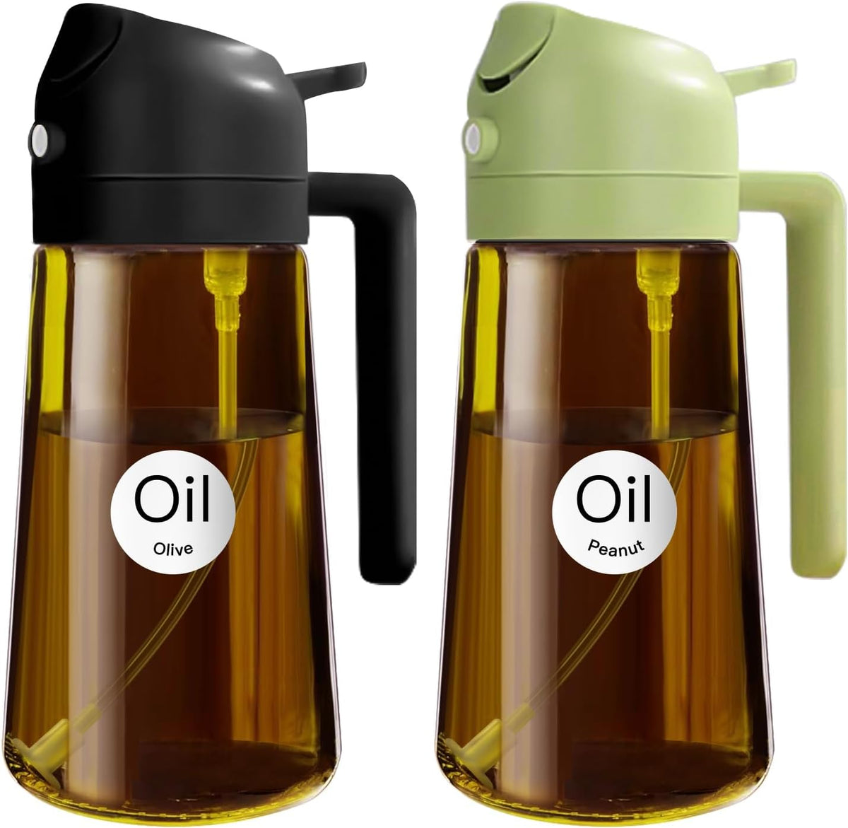 YARRAMATE 2PCS 16oz/470ml Oil Sprayer for Cooking (Black & Green)