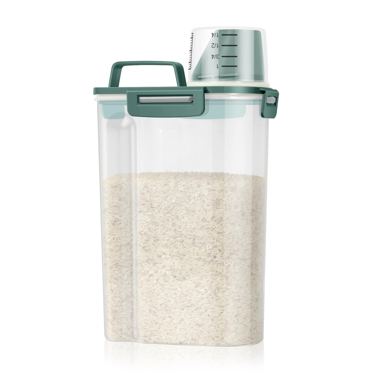 TBMax Rice Storage Container 3 to 5 Lbs - Small Pet Dog Cat Food Container Dispenser with Easy Pouring Spout & Cup, Portable Cereal Container for Small Spaces, Travel, or Daily Use -Beige