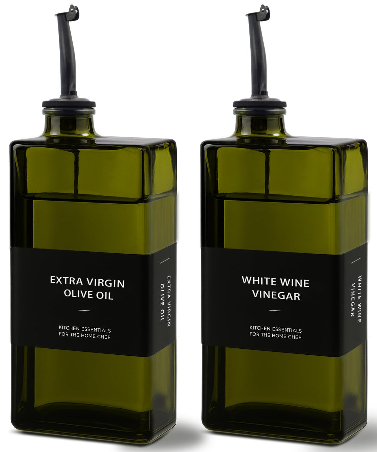 Olive Oil Dispenser Bottle for Kitchen 16.9oz, UV-Blocking Oil and Vinegar Dispenser Set, Soy Sauce Dispenser, Space Saving Design for Countertop (Green, 2pcs)