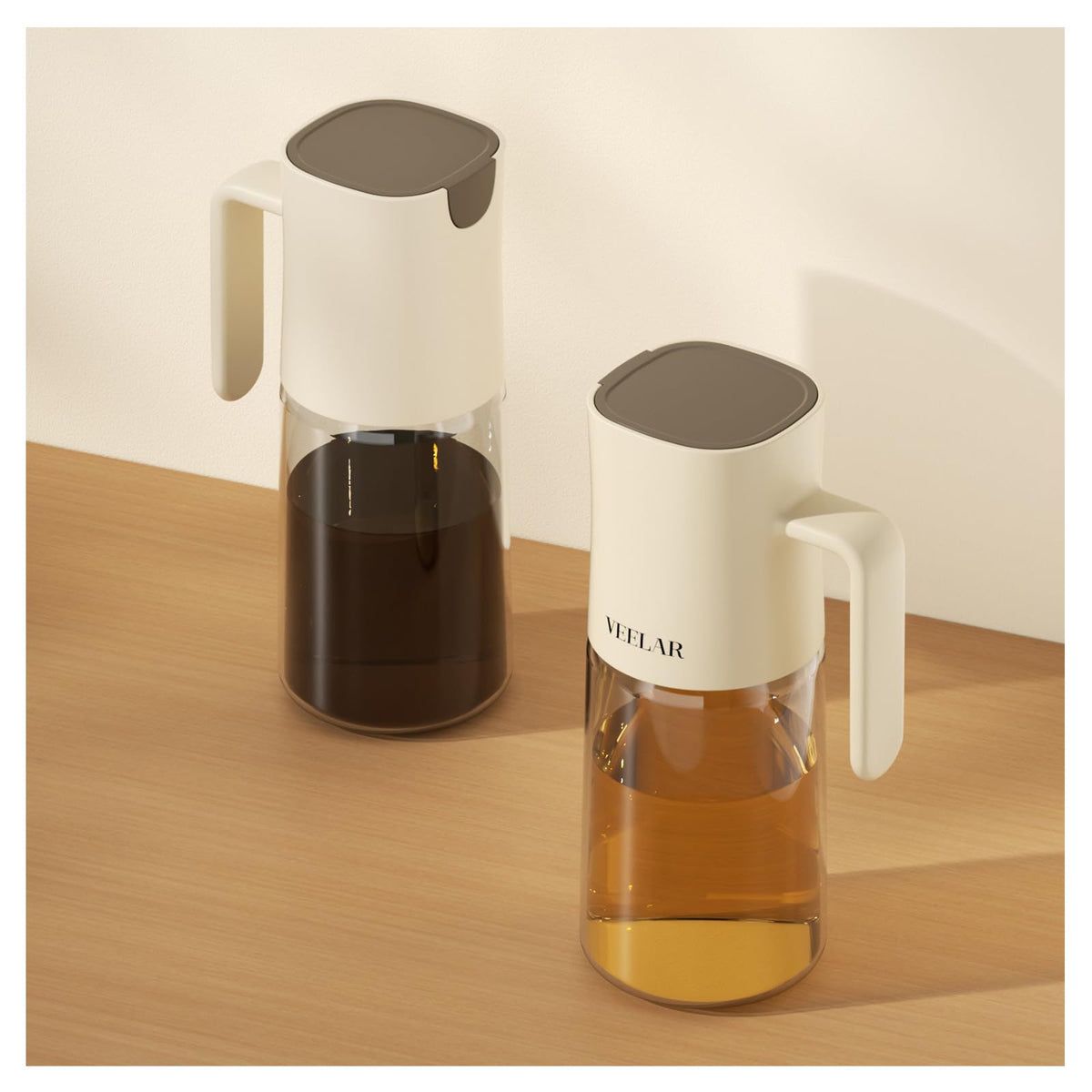 2 Set 550ml Glass Olive Oil Dispenser Bottle(White)