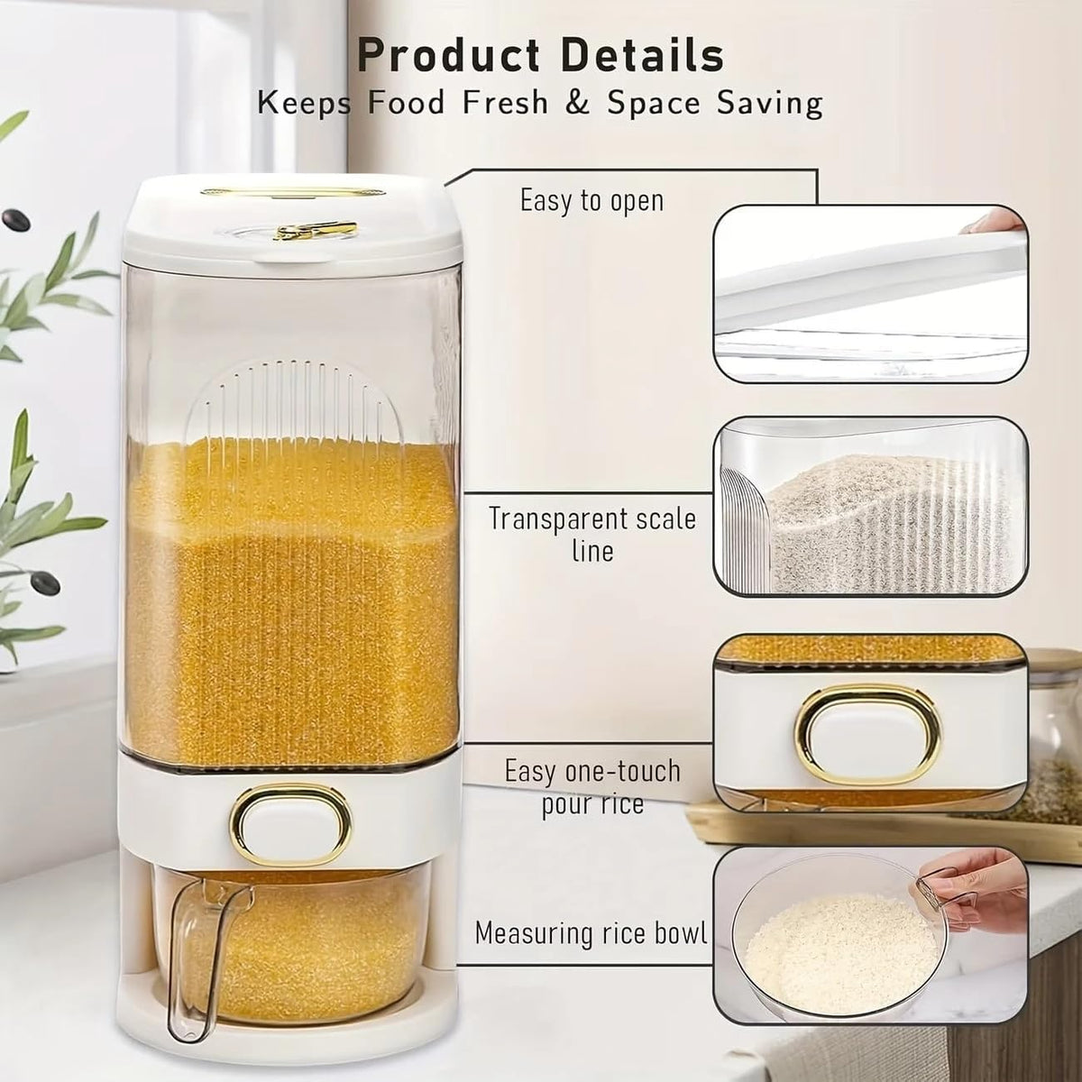 Rice Dispenser Large Cereal Dry Food Storage Container 10-22 lbs