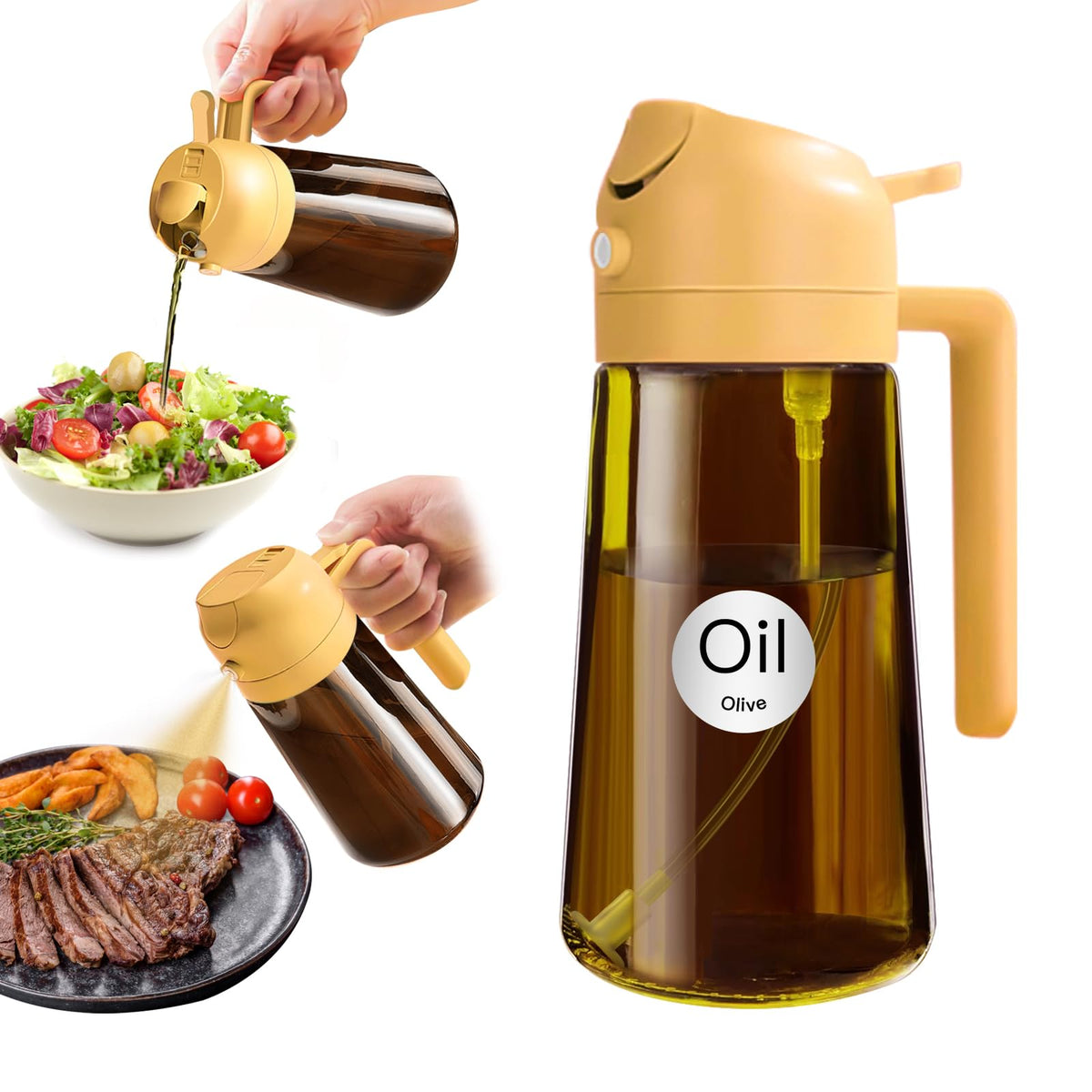 YARRAMATE 2PCS 16oz/470ml Oil Sprayer for Cooking (Black & Green)
