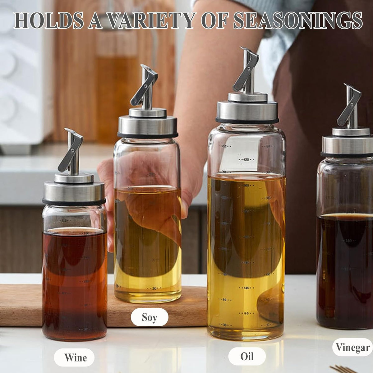 Olive Oil Dispenser Bottle,17 Oz Oil Dispenser For Kitchen,Glass Oil Bottle
