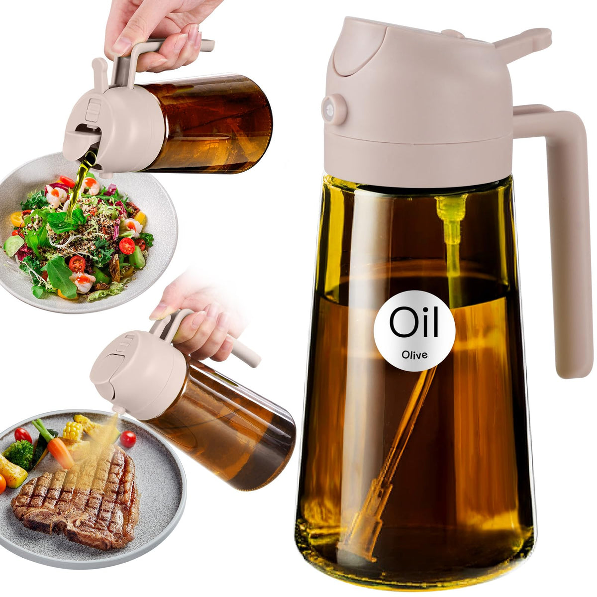 YARRAMATE 2PCS 16oz/470ml Oil Sprayer for Cooking (Black & Green)