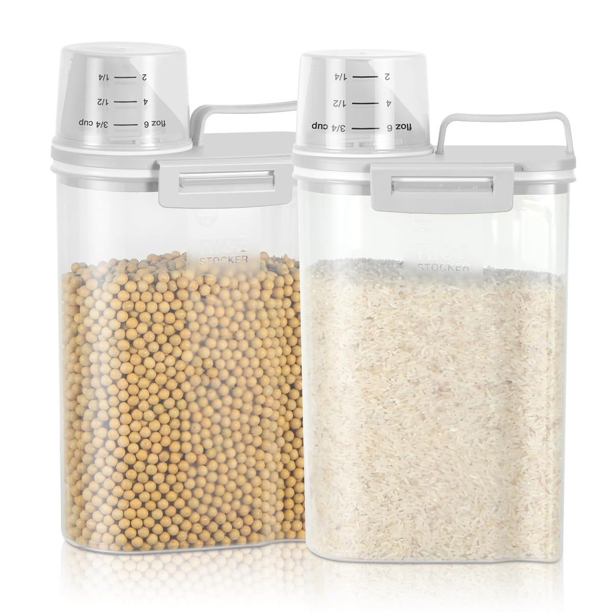 TBMax Rice Storage Container, Airtight Cereal Container Dispenser with Pourable Spout + Measuring Cup, BPA Free Plastic Storage Bin for Pantry Organization and Storage
