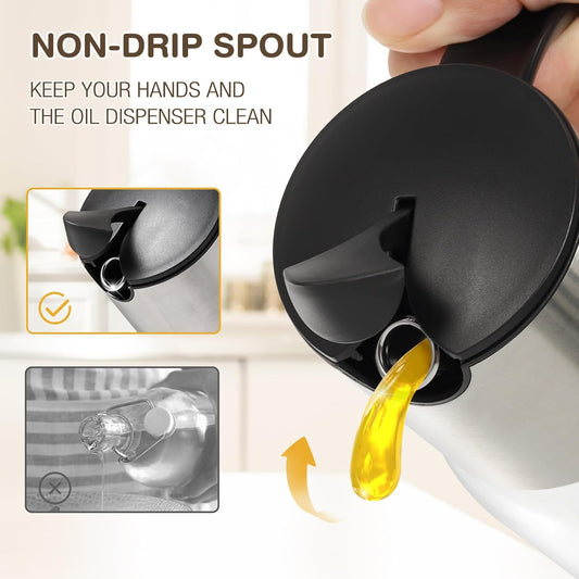 Vucchini Large Olive Oil Dispenser Set Auto Flip No-Drip Cruet