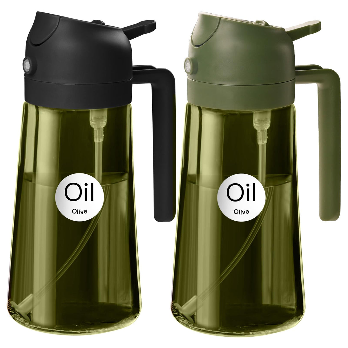YARRAMATE 16 oz Dark Glass Olive Oil Sprayer & Dispenser, 2-in-1, Black