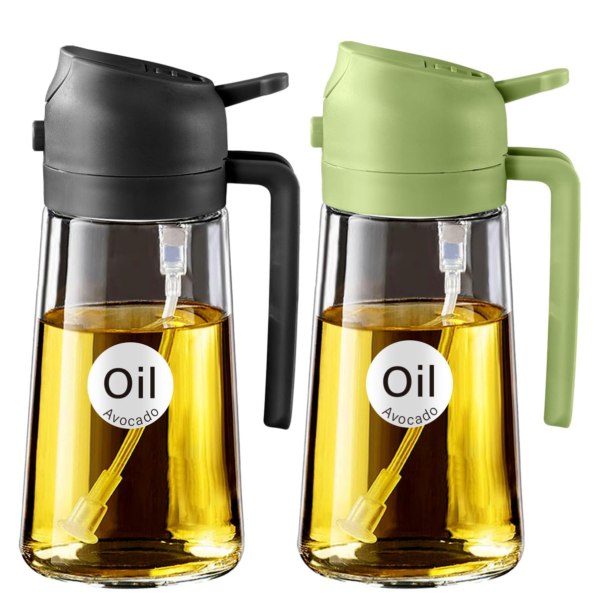 YARRAMATE 16 oz 2-in-1 Glass Olive Oil Sprayer for Cooking, Black