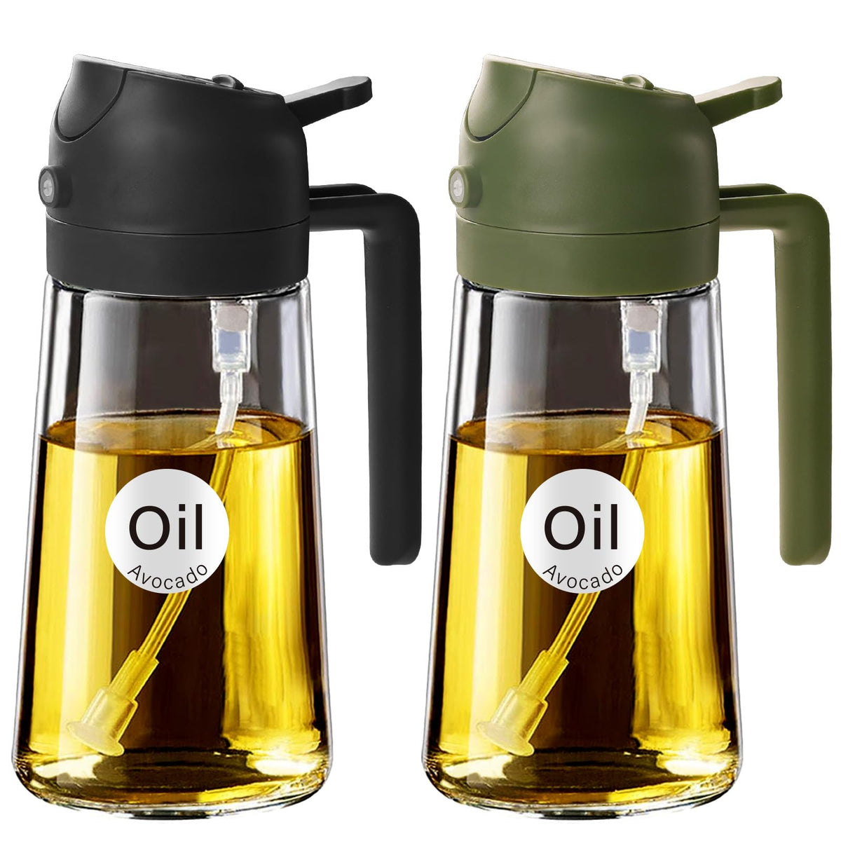 YARRAMATE 16 oz 2-in-1 Glass Olive Oil Sprayer for Cooking, Black