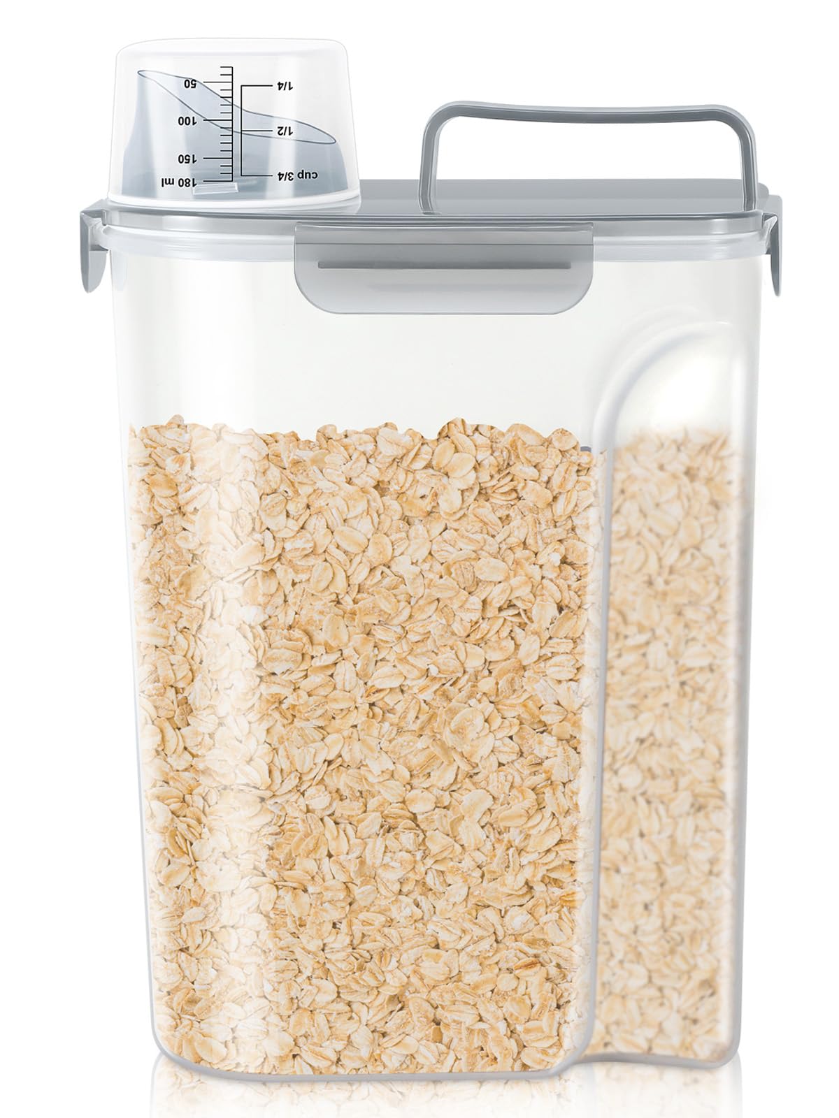 TBMax Rice Storage Container 3 to 5 Lbs - Small Pet Dog Cat Food Container Dispenser with Easy Pouring Spout & Cup, Portable Cereal Container for Small Spaces, Travel, or Daily Use -Beige