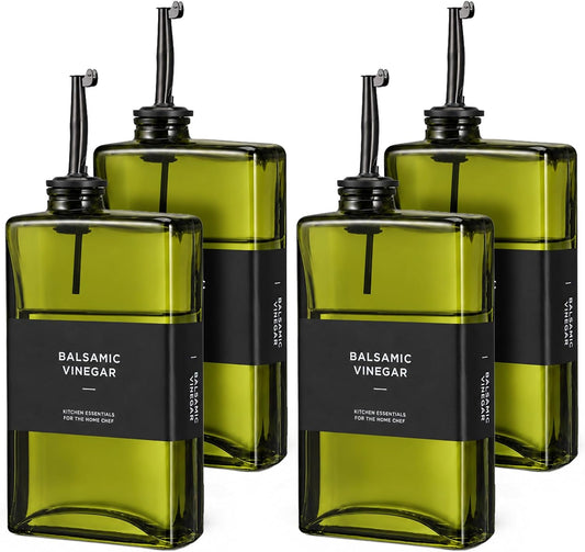 4 Pcs Green Glass Olive Oil Dispenser Bottle for Kitchen