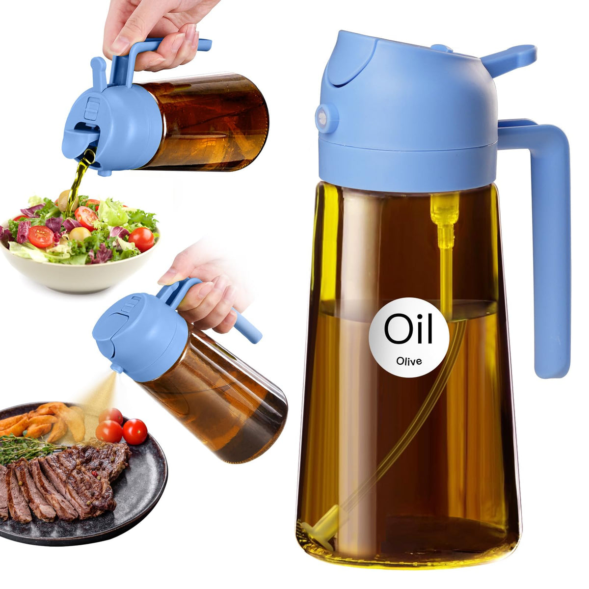 YARRAMATE 2PCS 16oz/470ml Oil Sprayer for Cooking (Black & Green)