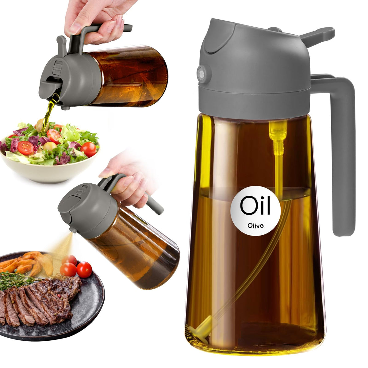 YARRAMATE 2PCS 16oz/470ml Oil Sprayer for Cooking (Black & Green)