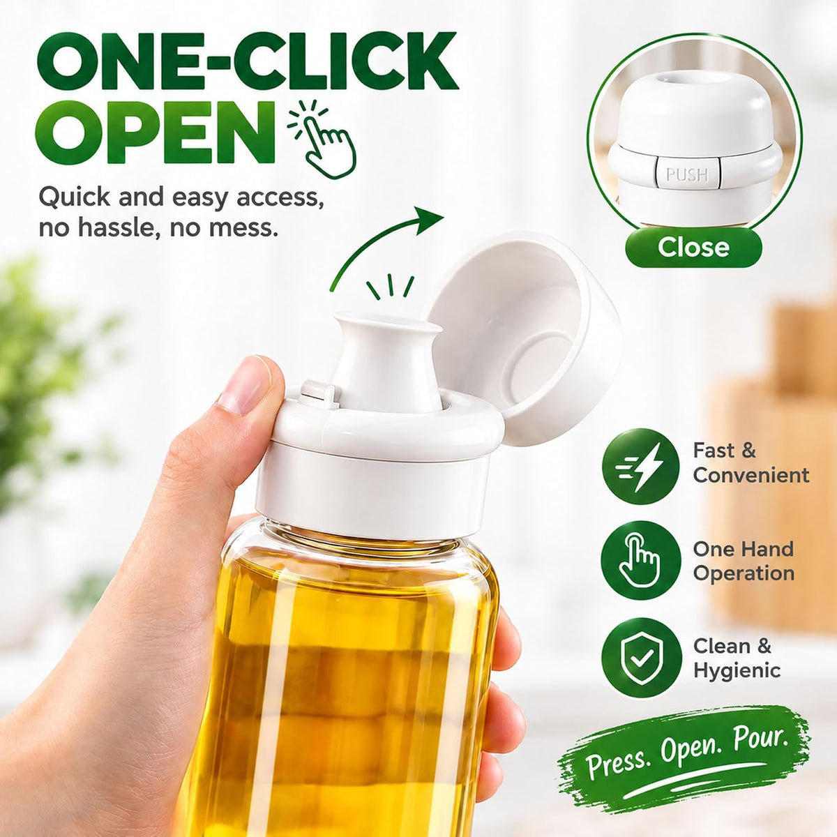 2 Pack Glass Olive Oil Dispenser, Removable Filter, 16.9 Oz