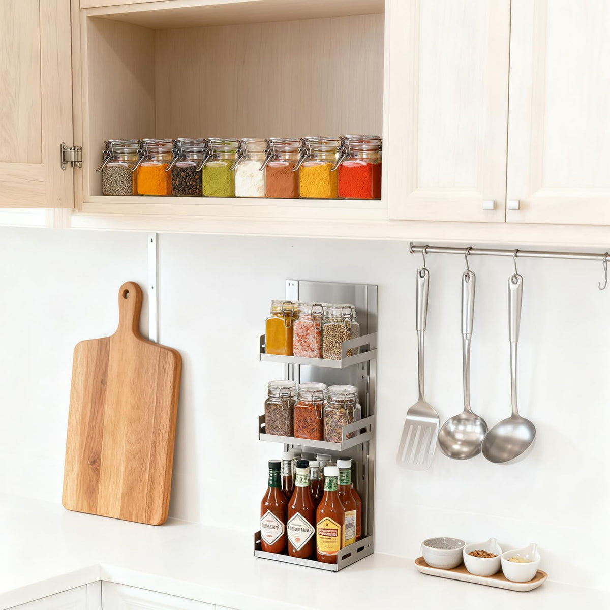 ComSaf Square Small Glass Spice Jars with Airtight Lids 4 oz 6 Pack Pantry