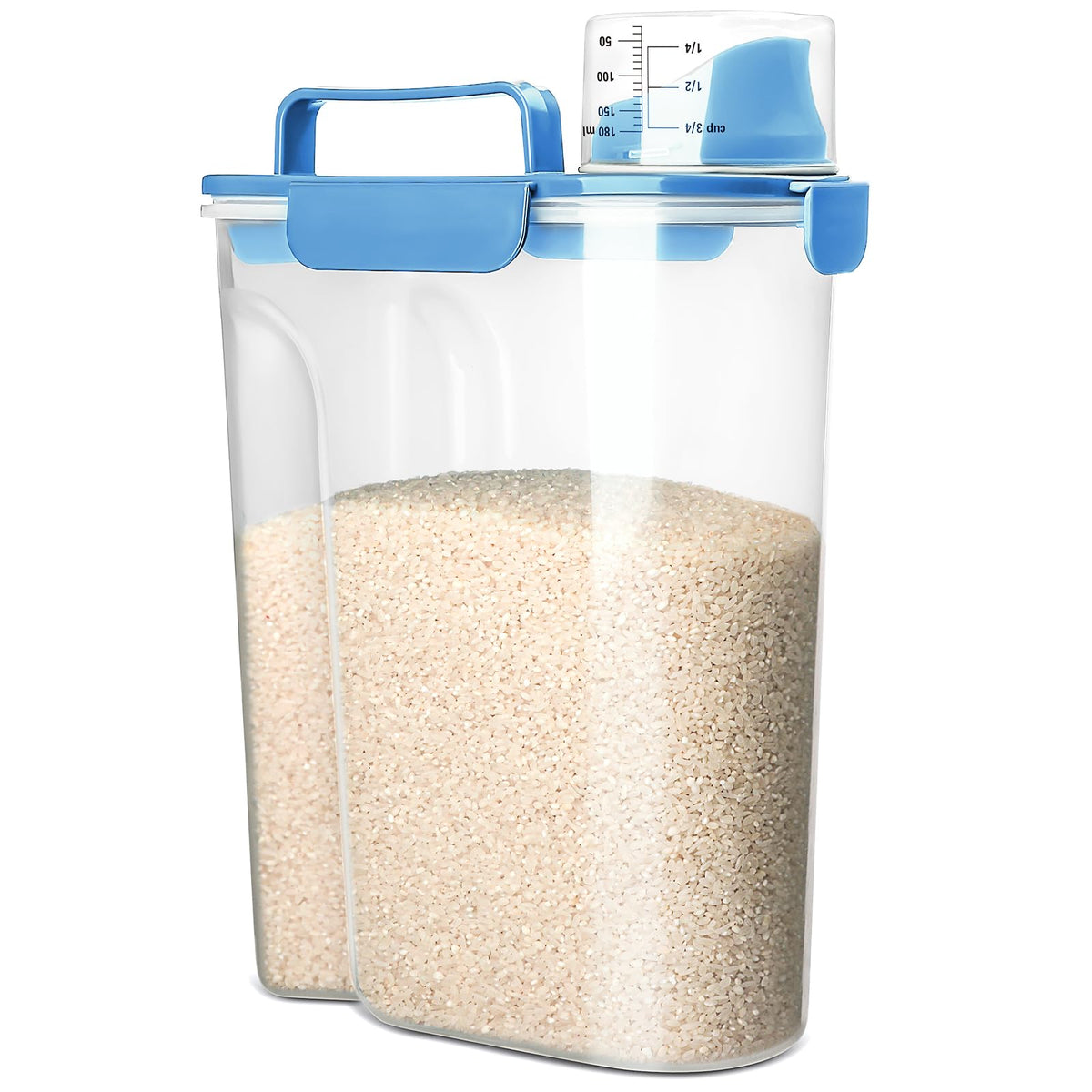Viretec Rice Storage Container, 3 to 5Lbs Dry Food Airtight Container, Pet Dog Cat Food Canister, BPA Free Clear Plastic Kitchen and Pantry Organization Bin for Oatmeal, Grain, Cereal, Pasta, Flour