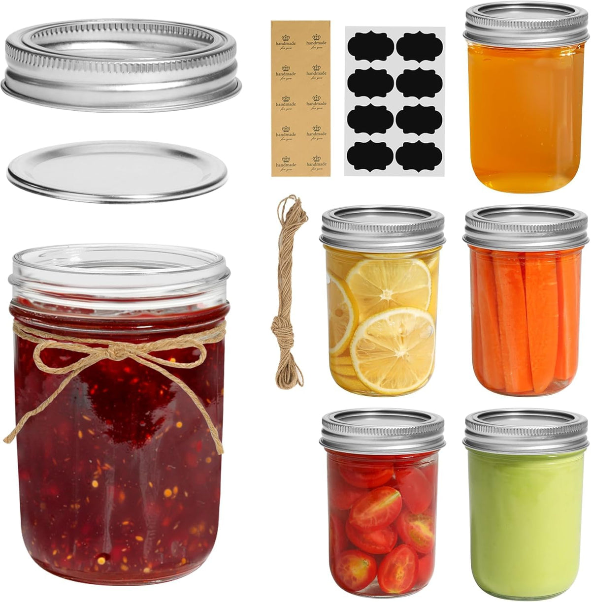 ComSaf Mini Mason Jars 4 oz, 8 Pack Regular Mouth Glass Jars with Lids