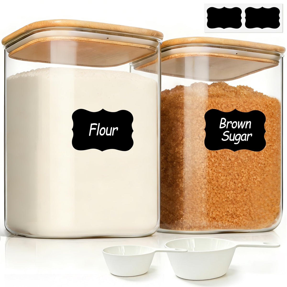 ComSaf Glass Pantry Storage Containers (0.7Qt/1.2Qt/1.6Qt) Set of 6, Square