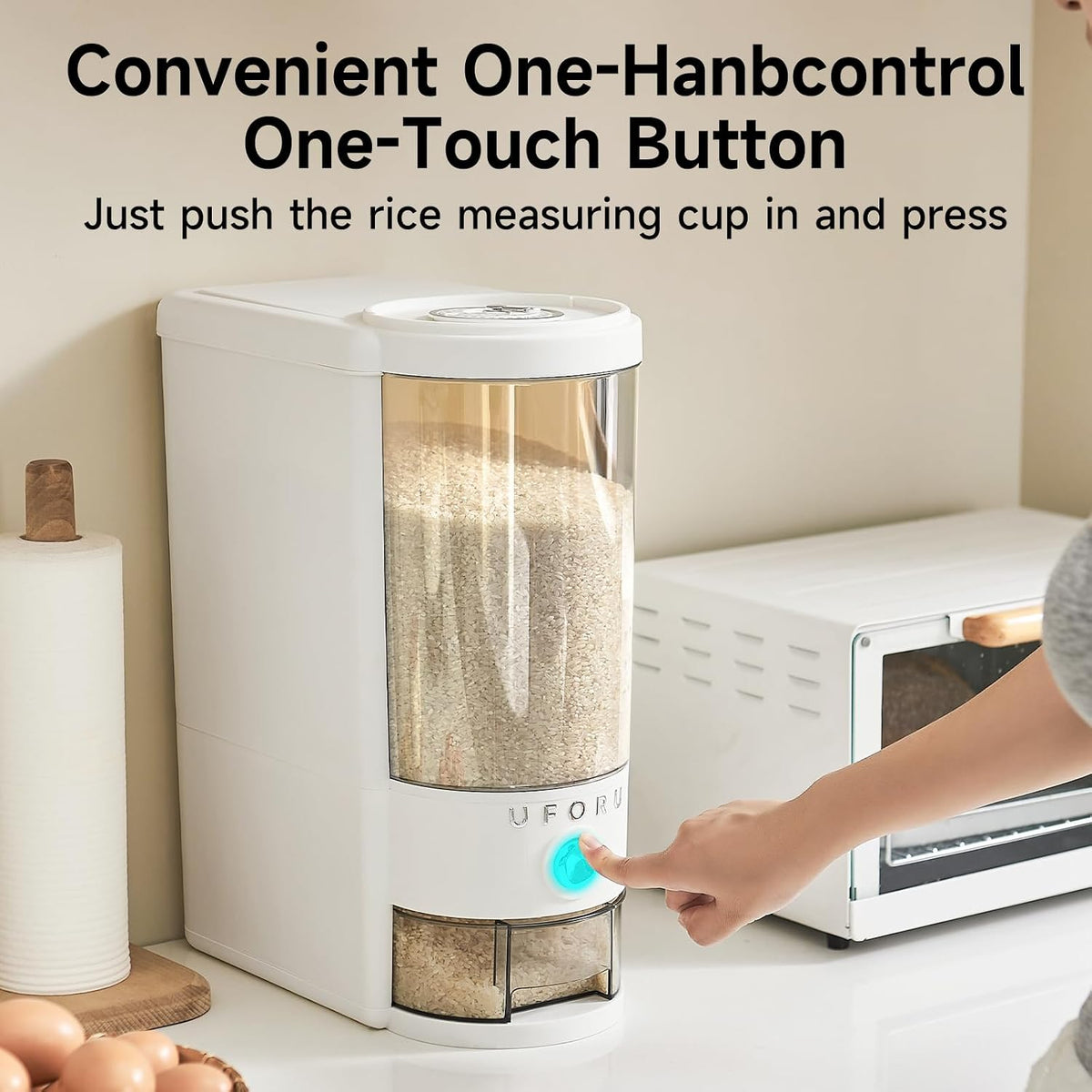 UFORU Rice Dispenser,23 LB Airtight Rice Storage Container with Date Dial