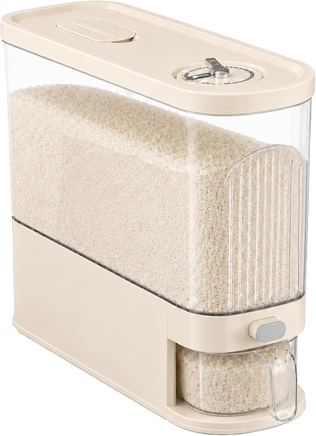 Slim Rice Dispenser, Up to 11 lb Rice Container with Measuring Cup
