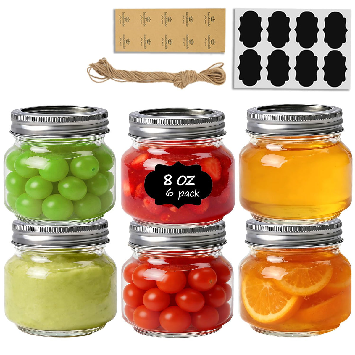 ComSaf Mini Mason Jars 4 oz, 8 Pack Regular Mouth Glass Jars with Lids