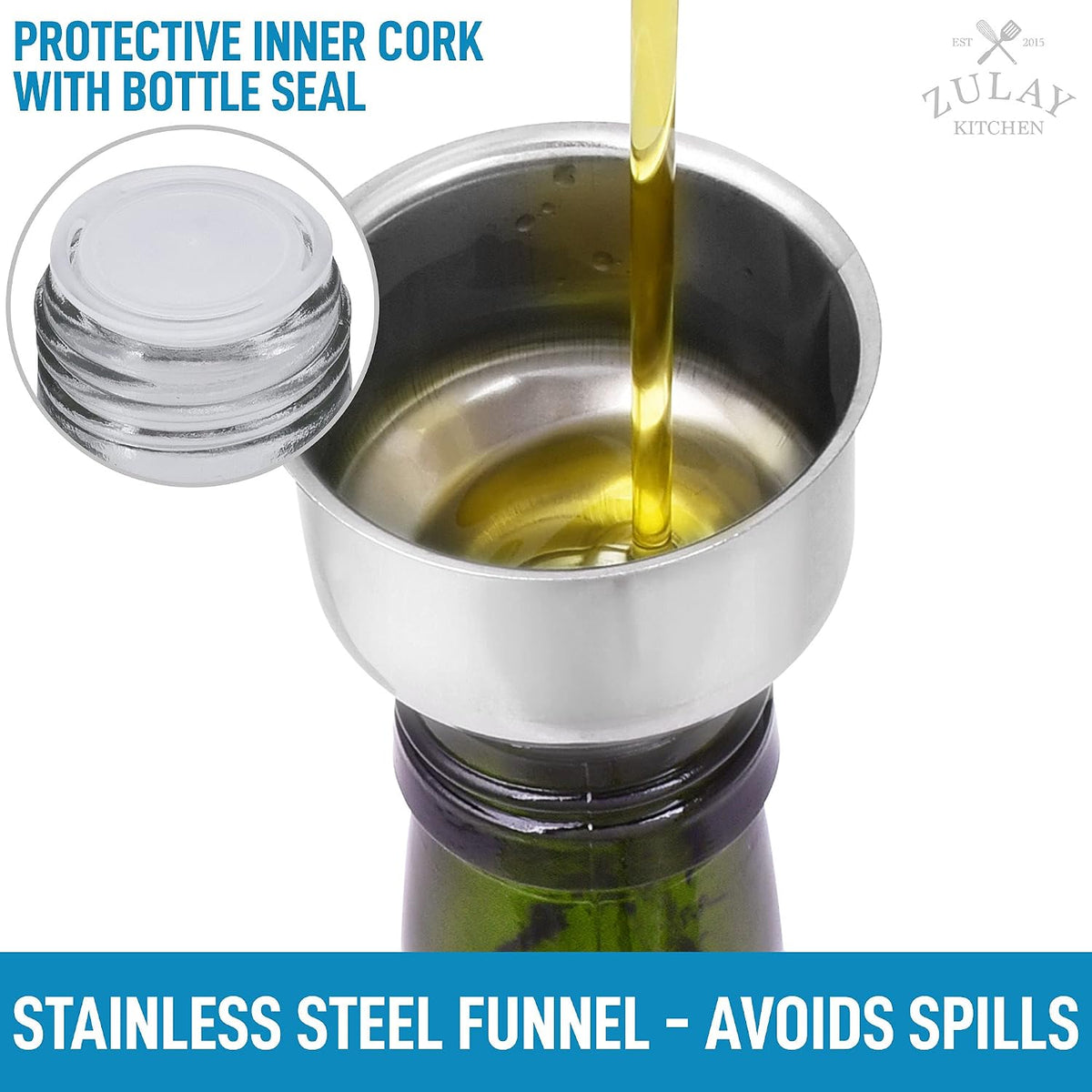 Zulay Kitchen 2 pack 17oz Olive Oil Glass Dispenser Bottle