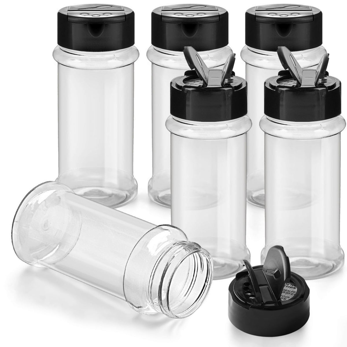 TUZAZO 16 Oz Large Spice Jars Plastic Seasoning Containers, 6 Pack