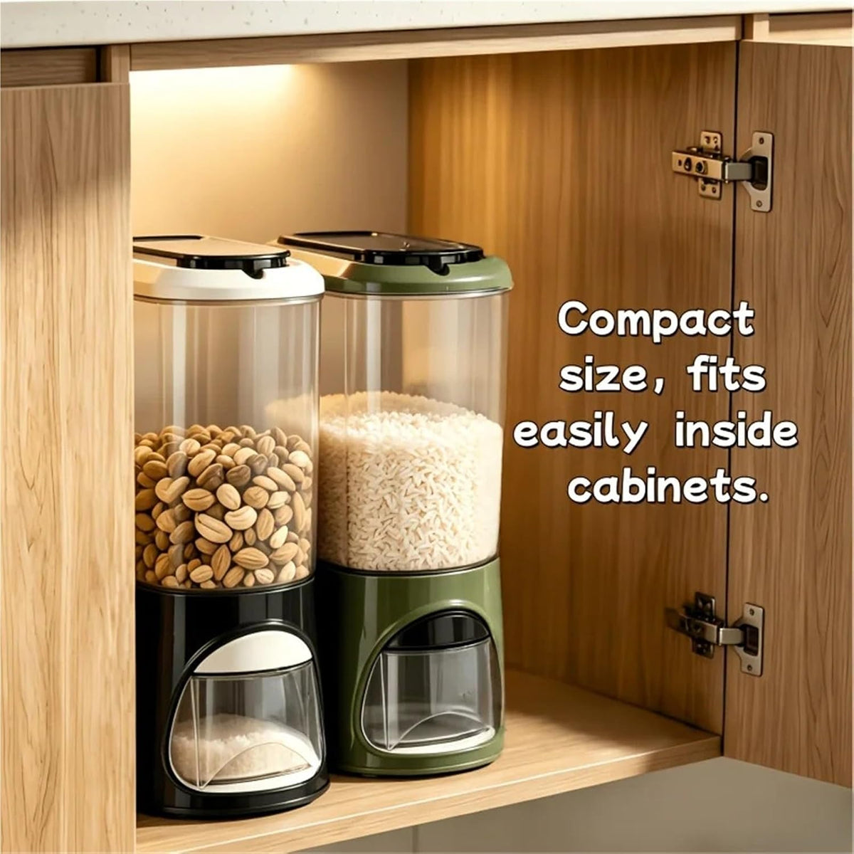 Automatic Rice Dispenser with Measuring Cup - Compact Storage Container