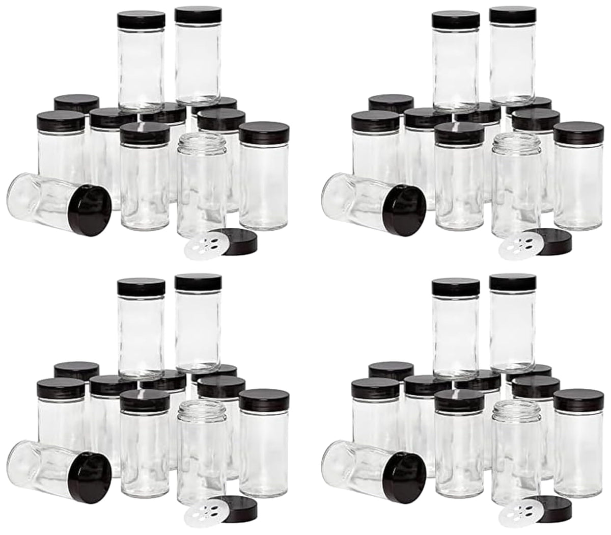 Kamenstein 12-Piece Empty Glass Spice Jar Set Stainless Steel Lids 3 oz