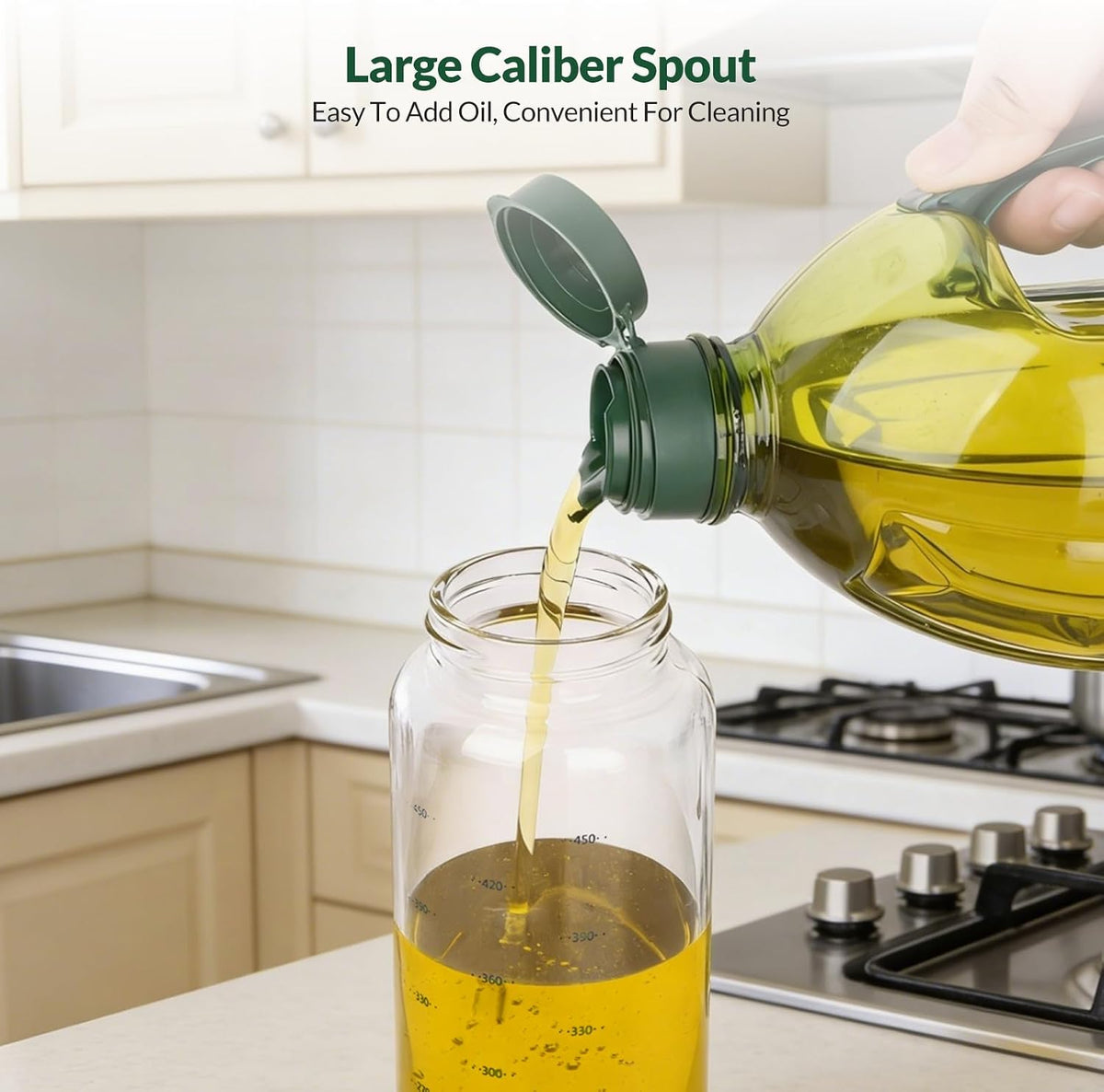 hotder Oil Bottles, Olive Oil Dispenser, Oil Dispenser Bottles, Oil Dispenser, Oil Dispenser Bottle for Kitchen, Glass Oil Bottle 500ml, Easy Refill & Cleaning Non-Drip Spout(500ml 2pcs)