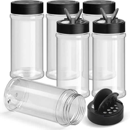 TUZAZO 16 Oz Large Spice Jars Plastic Seasoning Containers, 6 Pack