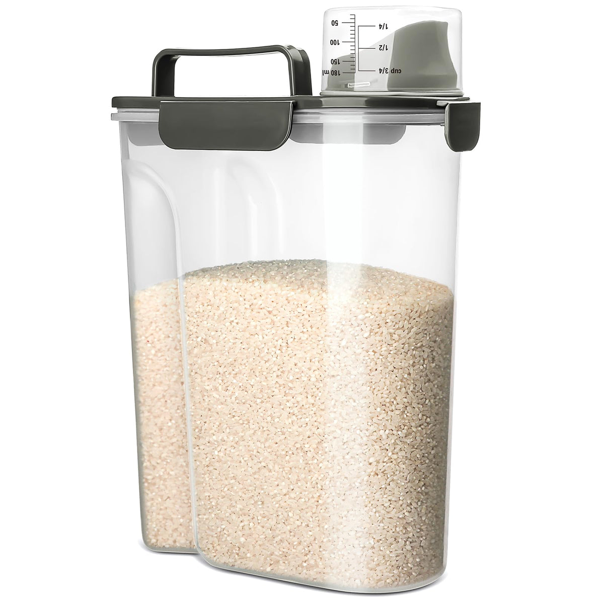 Viretec Rice Storage Container, 3 to 5Lbs Dry Food Airtight Container, Pet Dog Cat Food Canister, BPA Free Clear Plastic Kitchen and Pantry Organization Bin for Oatmeal, Grain, Cereal, Pasta, Flour