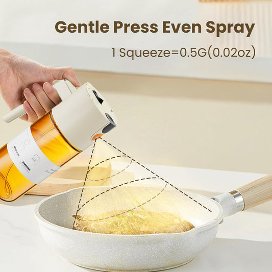 LAKUMIQI 2 in 1 Oil Sprayer & Dispenser, 17 oz Light-Blocking Glass Bottle