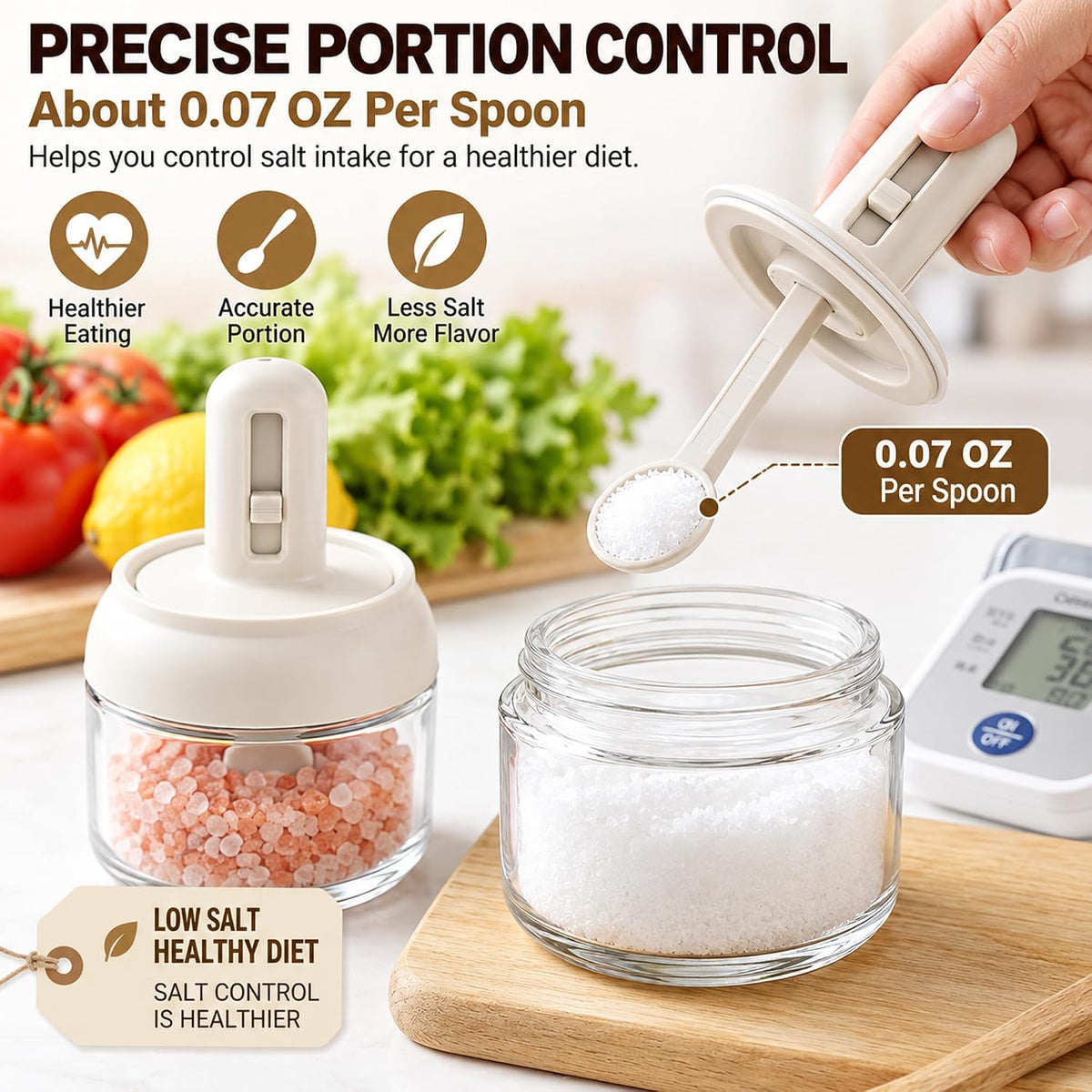 Glass Salt Cellar Set with Lids, Spoons & Tray, 3 Pack, 10 oz