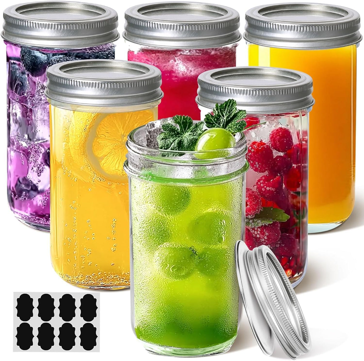 ComSaf Mini Mason Jars 4 oz, 8 Pack Regular Mouth Glass Jars with Lids