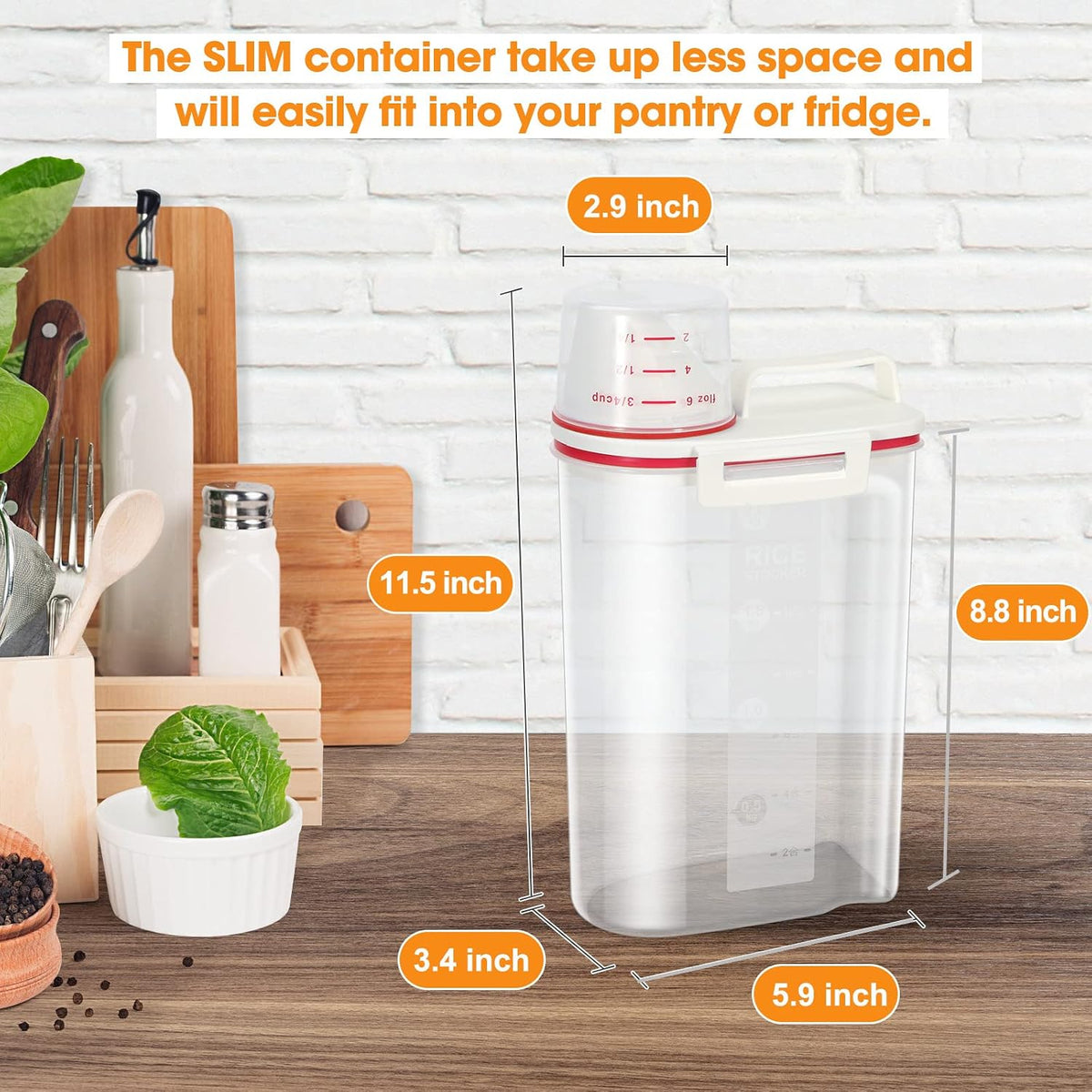 TBMax Rice Storage Container, Airtight Cereal Container Dispenser with Pourable Spout + Measuring Cup, BPA Free Plastic Storage Bin for Pantry Organization and Storage