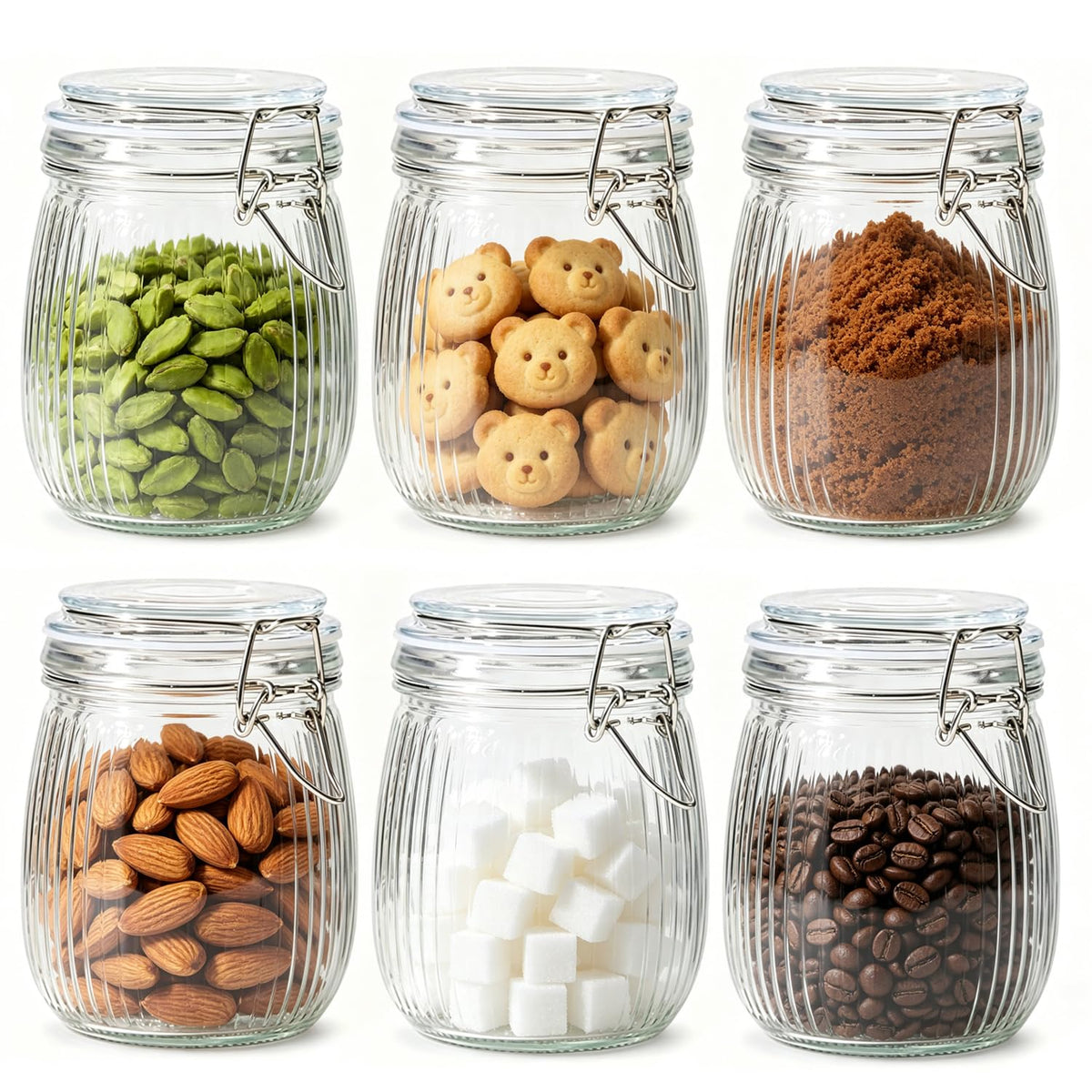 ComSaf Small Glass Spice Jars with Airtight Lids 4 oz 6 Pack with Labels