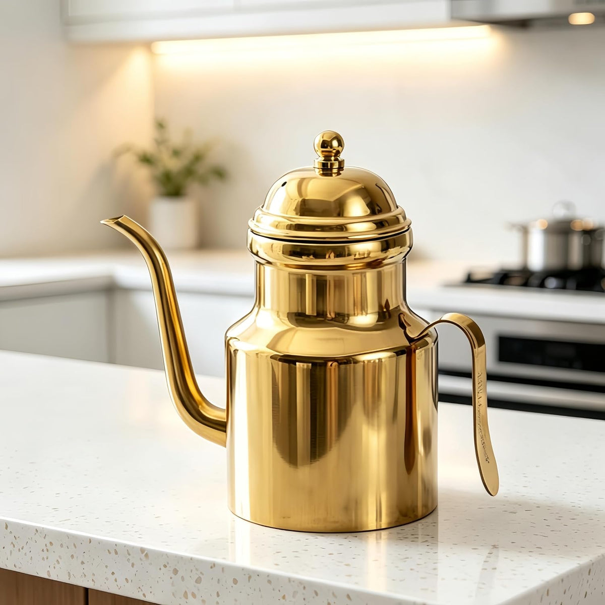 18oz Stainless Steel Olive Oil Dispenser,Golden Kitchen Oil Bottle