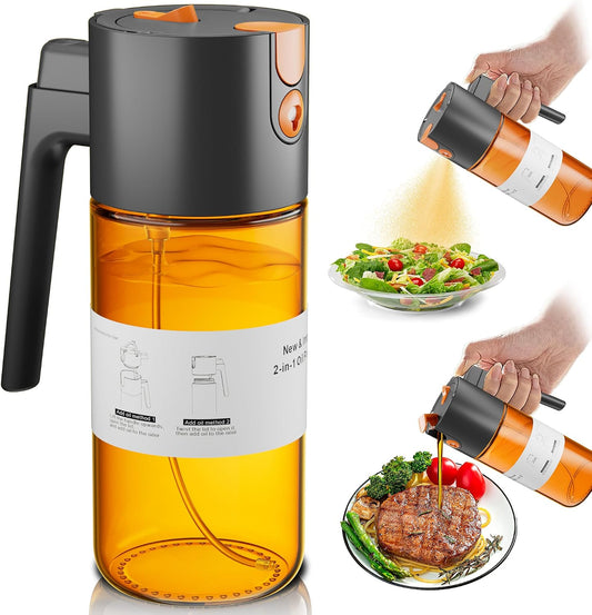 Olive Oil Sprayer & Dispenser Bottle for Cooking 17oz Dark Glass Oil Mister