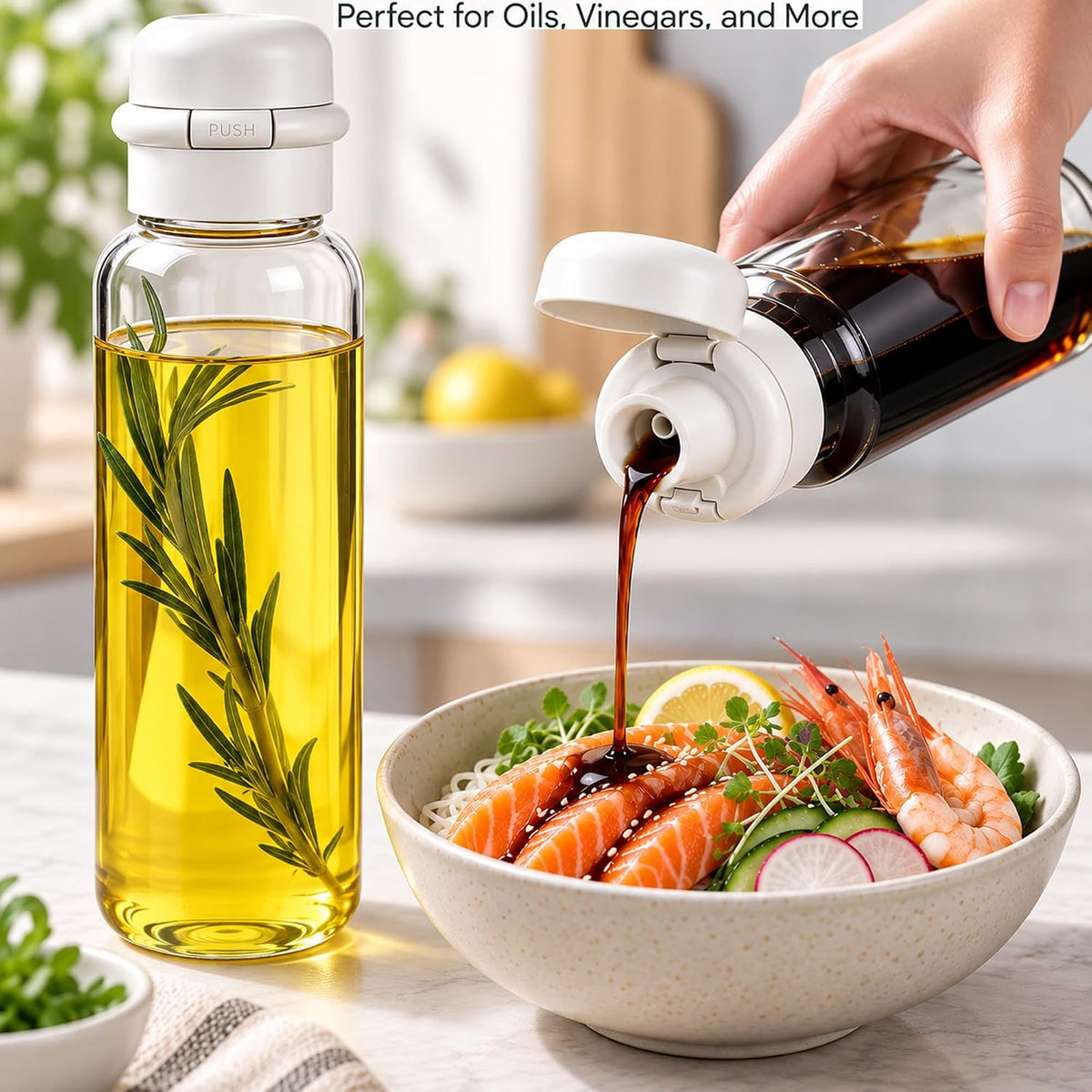 2 Pack Glass Olive Oil Dispenser, Removable Filter, 16.9 Oz