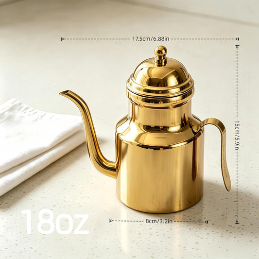 18oz Stainless Steel Olive Oil Dispenser,Golden Kitchen Oil Bottle