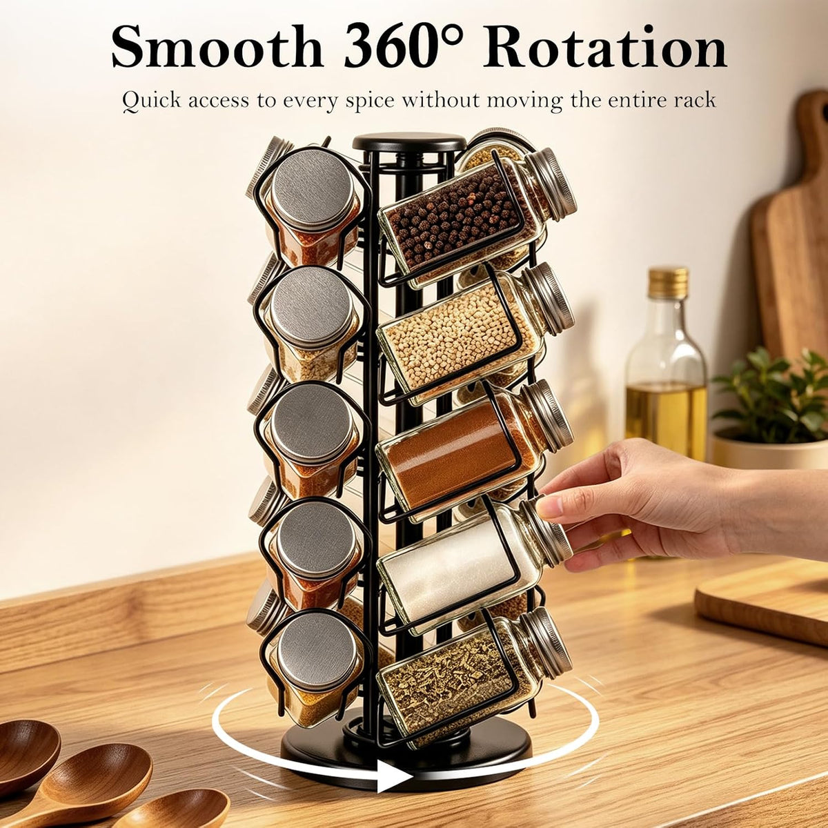 Rotating Spice Rack Organizer for Countertop, 360°Spinning Spice Organizer