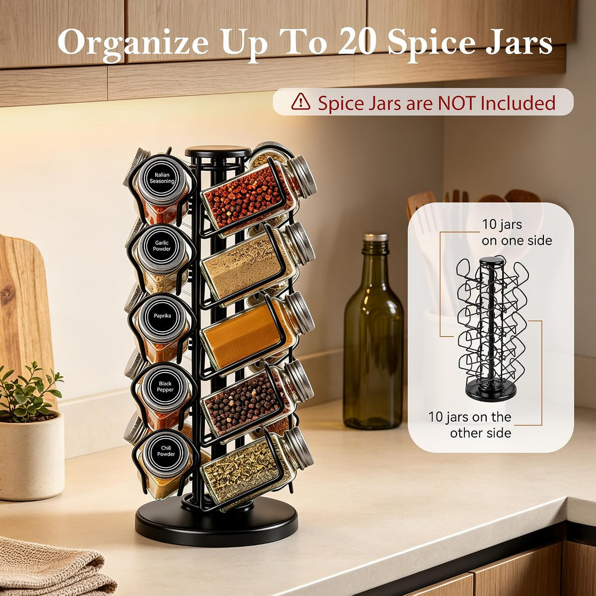 Rotating Spice Rack Organizer for Countertop, 360°Spinning Spice Organizer