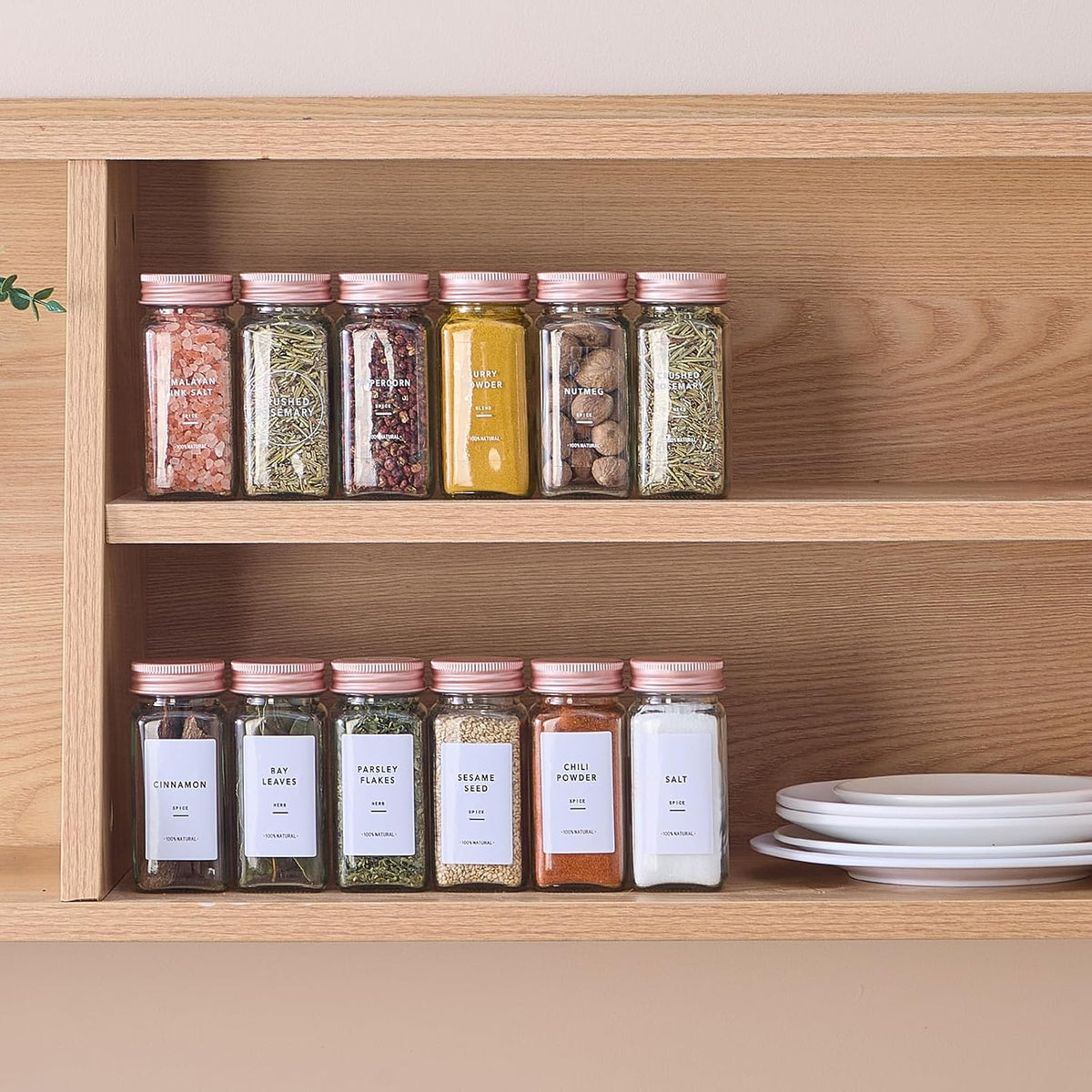 24 Pcs Glass Spice Jars with Labels, Seasoning Containers with Metal Lids