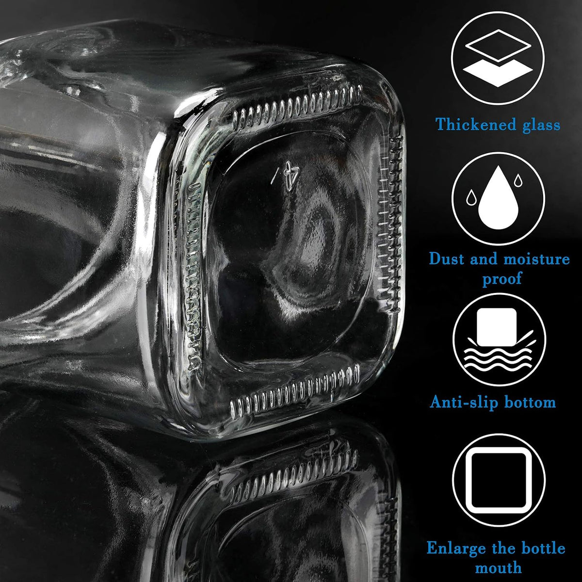 Mlici 3 Pack Condiment Jars, Spice Containers with Lids and Spoons, Black