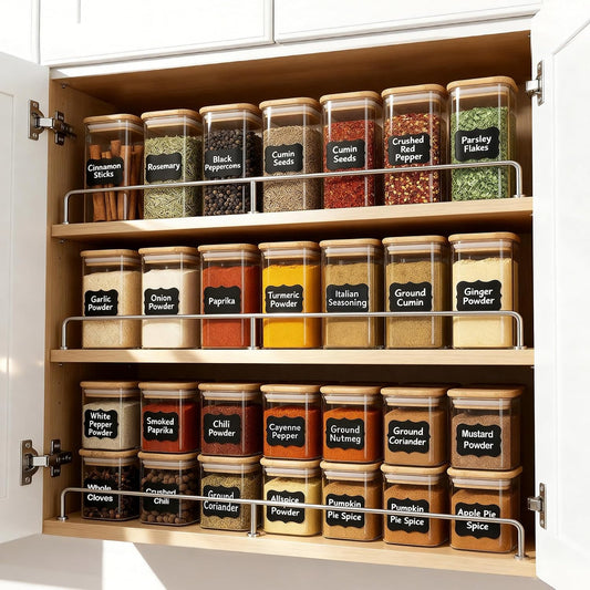 TBWIND 12 Pack 8 oz Square Glass Spice Jars with Lids and Labels – Airtight Small Spice Containers Set, Clear Glass Storage Jars for Seasoning, Spices, Kitchen Pantry Organization